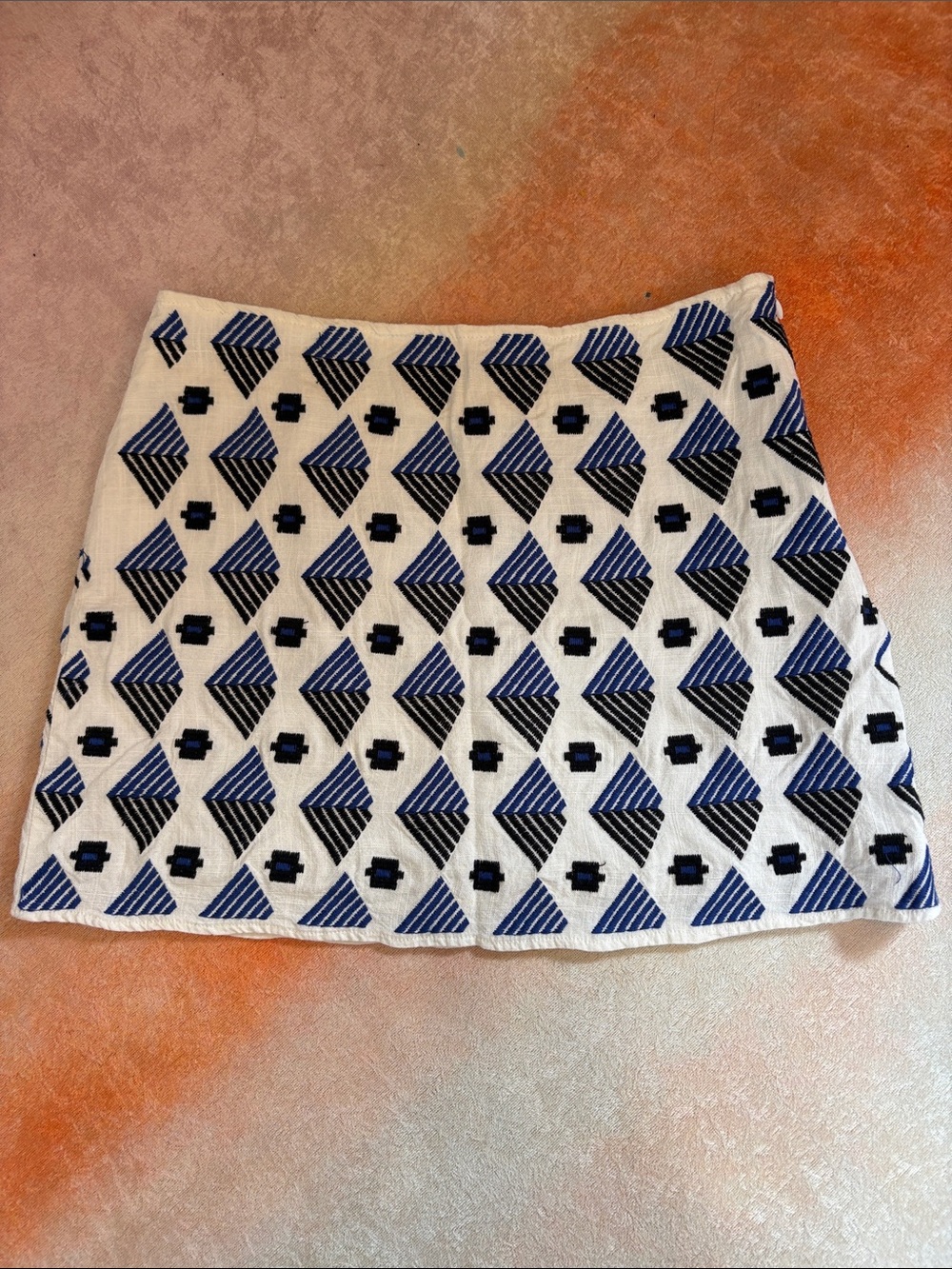 THML Mini Skirt with Blue & Black Geometric Pattern